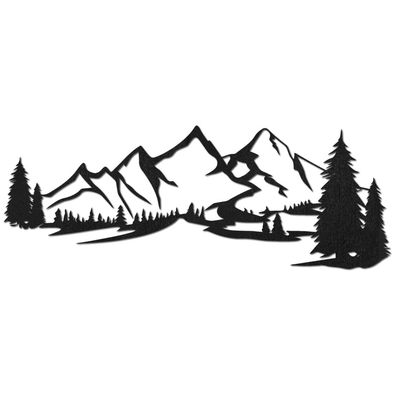 Dřevěná nástěnná dekorace - Horské panorama