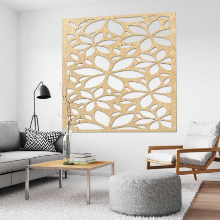 copy of Dřevěná nástěnná dekorace květy čtverec - SAJFO