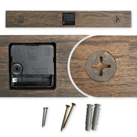 Ručně vyrobené vodorovné dubové nástěnné hodiny - CRYSA