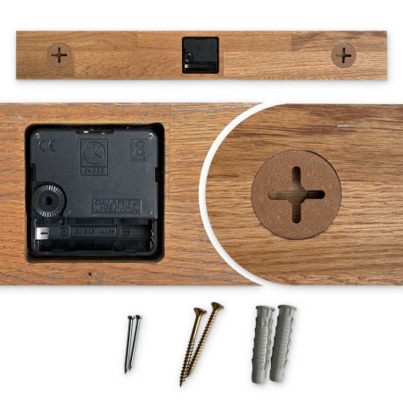 Rustikální dubové hodiny na zeď - minimalistická skandinávská dřevěná dekorace - DRORES