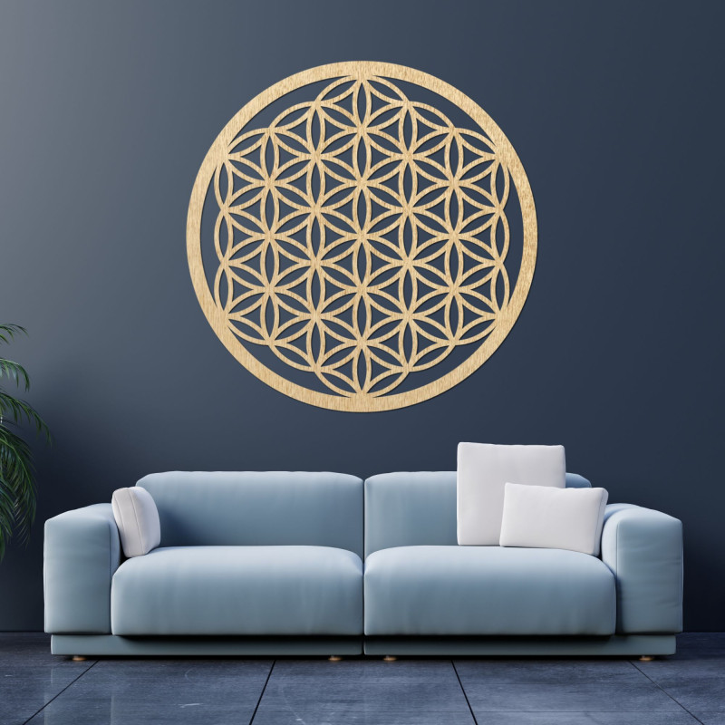 Mandala dřevěný obraz na zeď - Květ života