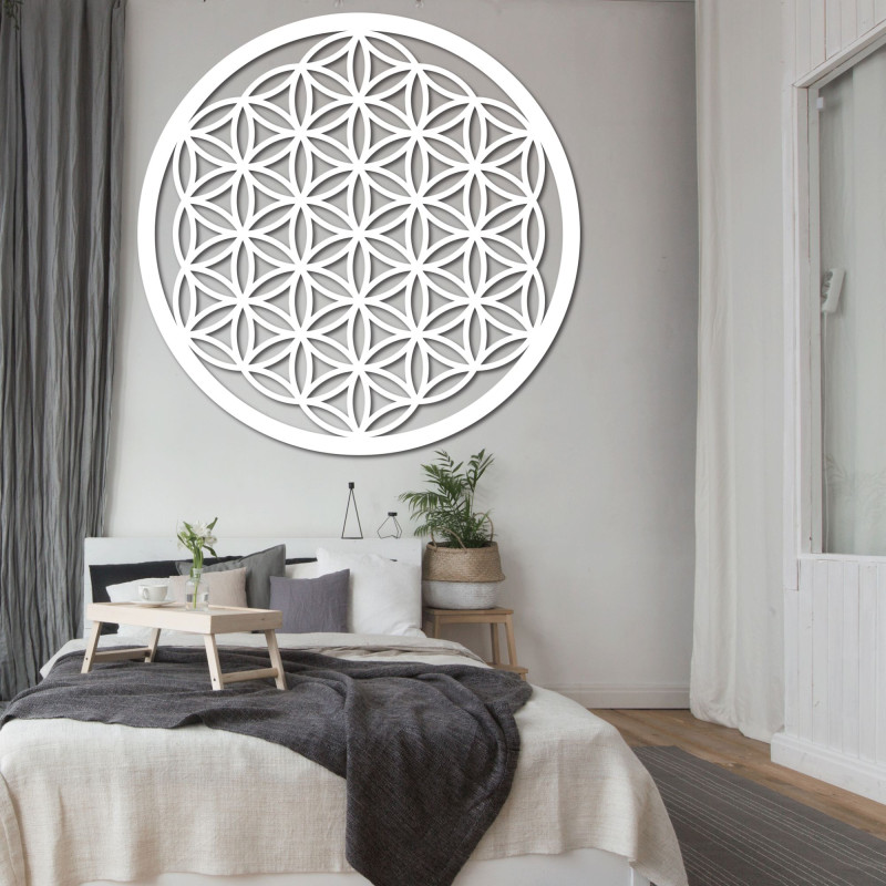 Mandala dřevěný obraz na zeď - Květ života