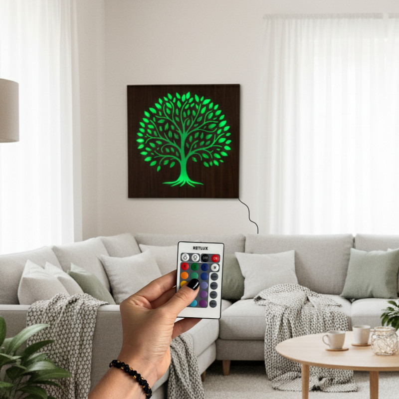 LED obraz Strom života – dřevěná dekorace s podsvícením