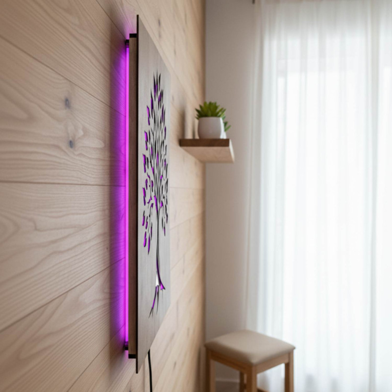 Podsvícený dřevěný obraz „Strom života“ LED nástěnná dekorace