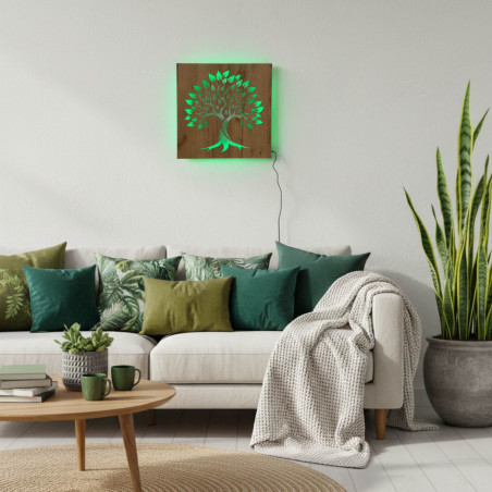 LED světelný obraz strom života – dřevěná dekorace s RGB LED podsvícením, n