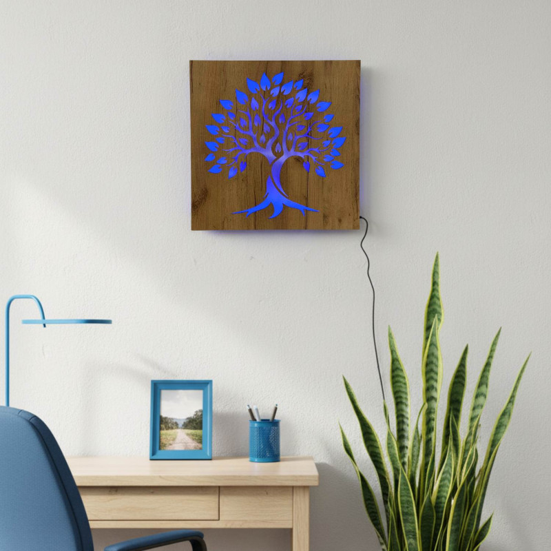 LED světelný obraz strom života – dřevěná dekorace s RGB LED podsvícením,