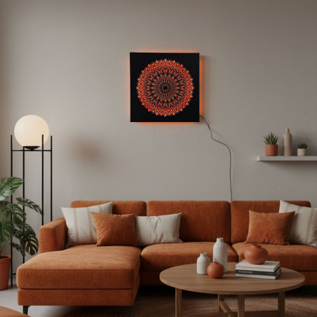 LED dřevěný obraz Mandala – podsvícená mandala
