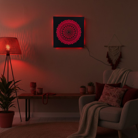 LED dřevěný obraz Mandala – podsvícená mandala