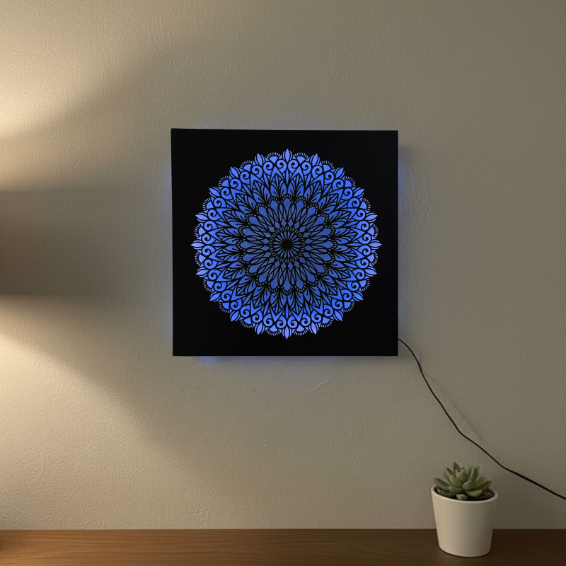 LED dřevěný obraz Mandala - světelný obraz | SENTOP