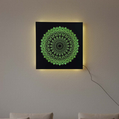 LED dřevěný obraz Mandala - podsvícená mandala | BAKE