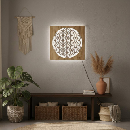 LED dřevěný obraz Mandala – podsvícená mandala