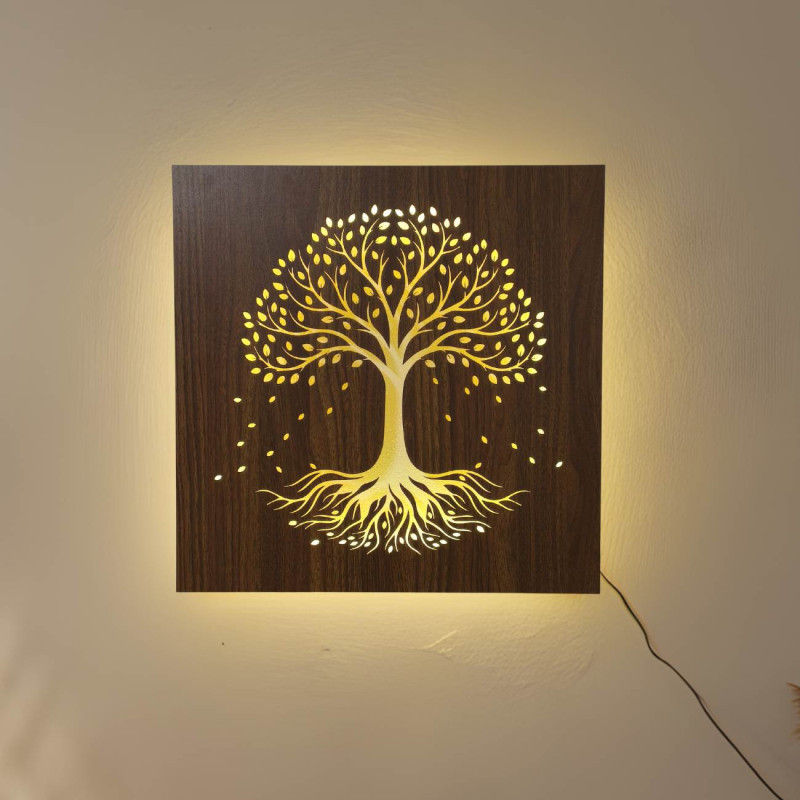 Dřevěný Strom života s LED osvětlením a dálkovým ovládáním
