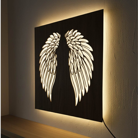 LED dřevěný obraz – mandala Květ života s moderním RGB osvětlením