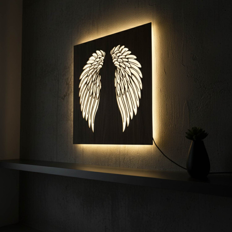 LED dřevěný obraz – mandala Květ života s moderním RGB osvětlením