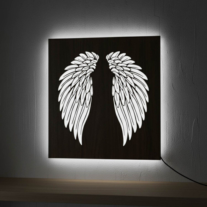 LED dřevěný obraz – mandala Květ života s moderním RGB osvětlením