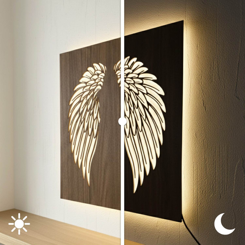 Andělská křídla na zeď podsvícený LED obraz