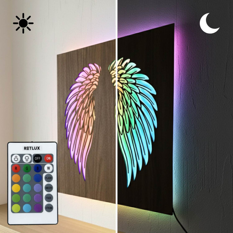 Dřevěný podsvícený LED obraz – Andělská křídla...