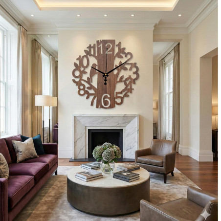 Nástěnné hodiny strom života ptáček, černé ručičky, 20 až 50 cm