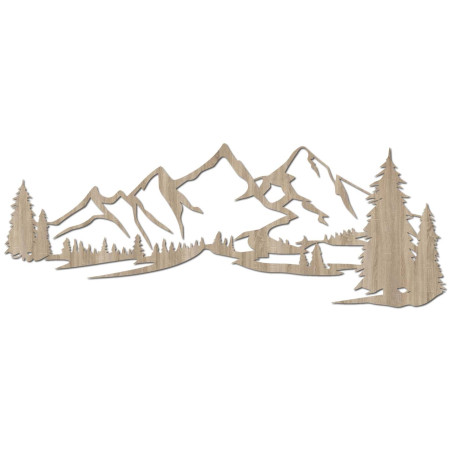 dřevěná dekorace dub sonoma, Moderní dřevěný obraz Hory a les na ozdobení obývacího pokoje