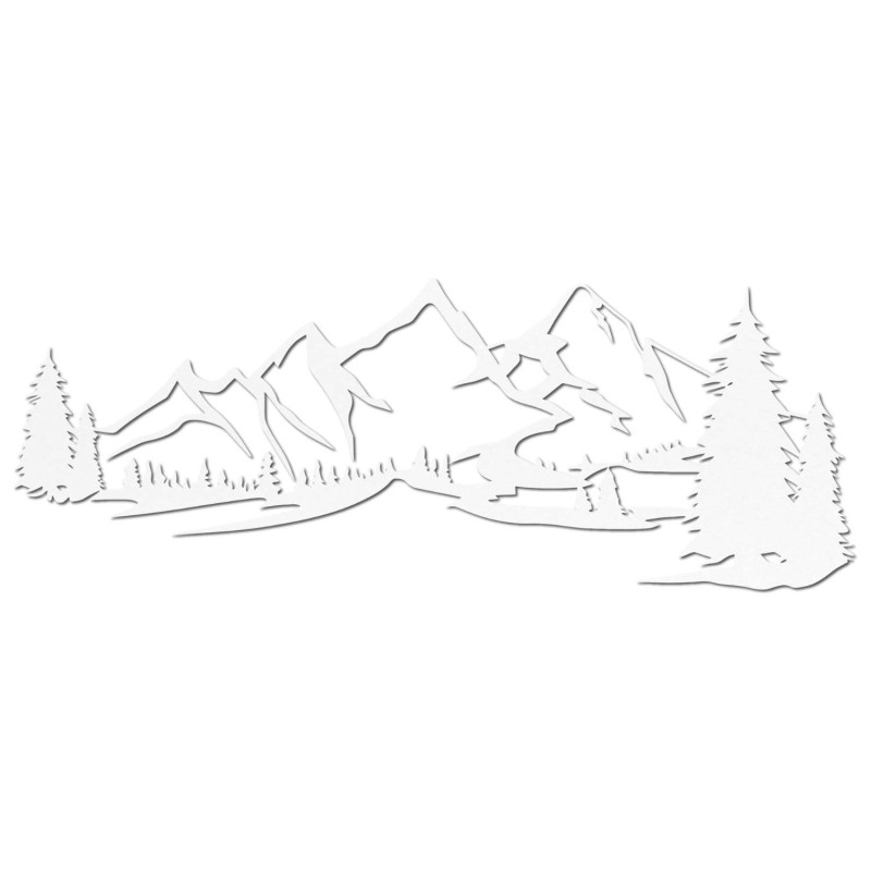 dřevěná dekorace bílá, Moderní dřevěný obraz Hory a les na ozdobení obývacího pokoje