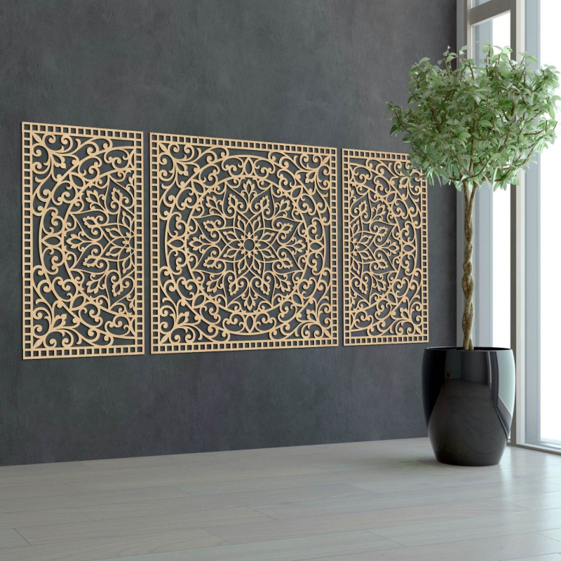 Dřevěná nástěnná dekorace Mandala | FLORIA