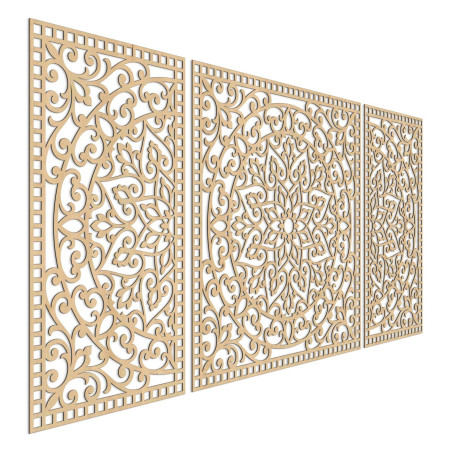 Třídílná dřevěná mandala – moderní dekorace do každého interiéru