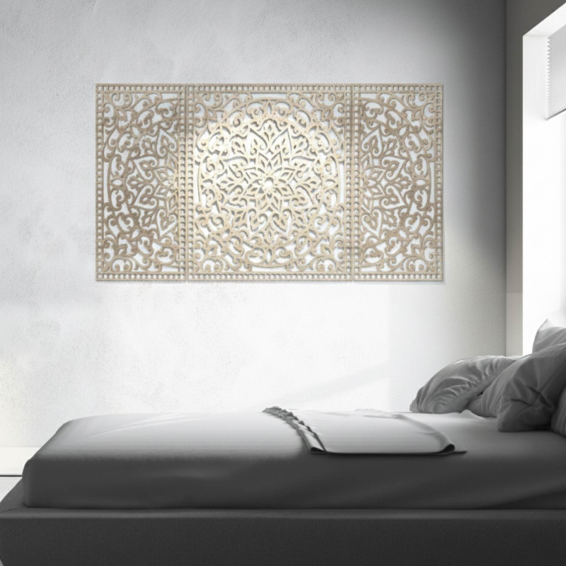 uxusná dřevěná mandala na zeď – 3D nástěnná dekorace ze dřeva