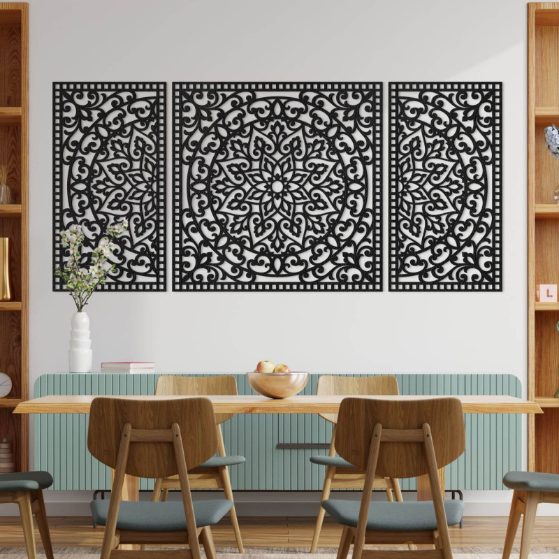 Moderní třídílná dekorace – sofistikovaný doplněk do interiéru