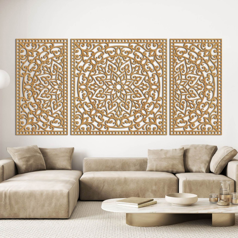 Dřevěná mandala s jemnými detaily pro rovnováhu a pozitivní energii