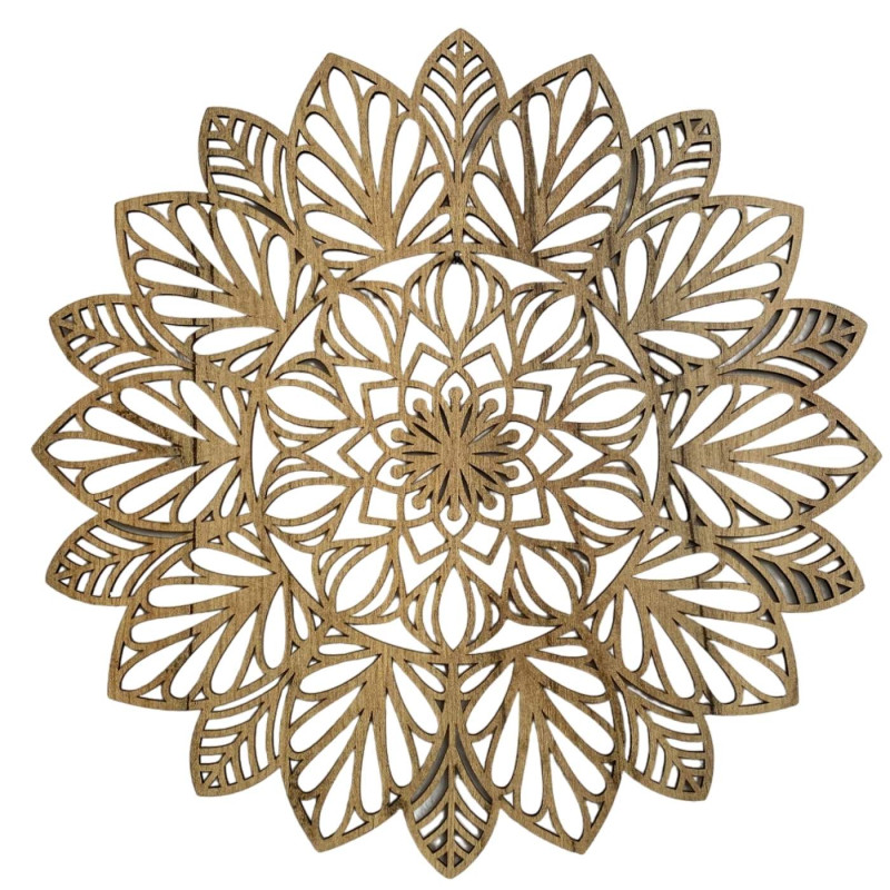 Dřevěný obraz mandala – designová dekorace do obývacího pokoje