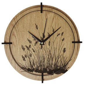 Dřevěné hodiny na zeď tráva | Dub