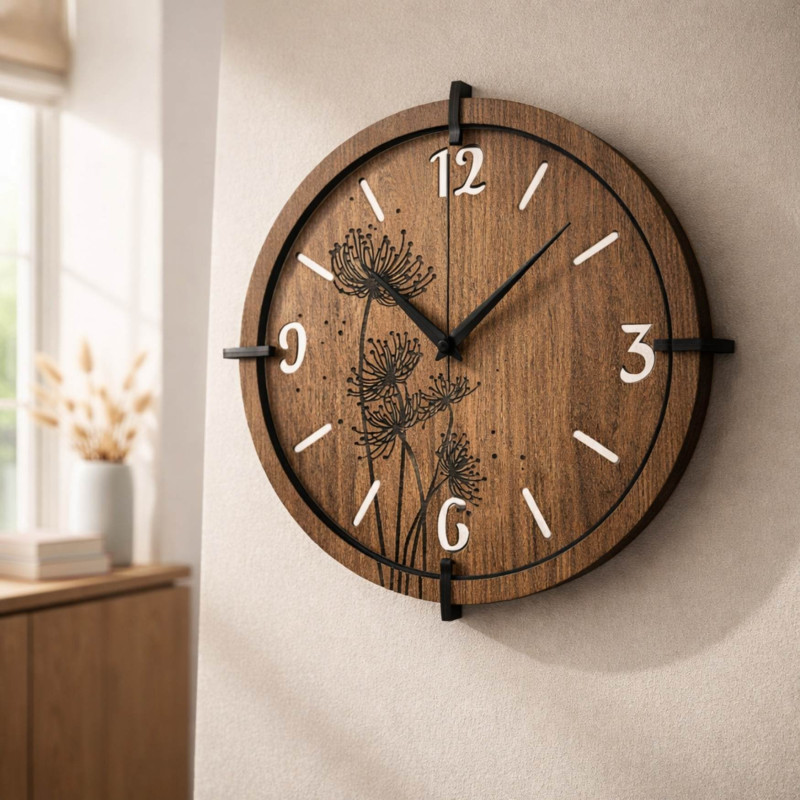 Designové hodiny s tichým quartz mechanismem a stříbrnými ručičkam