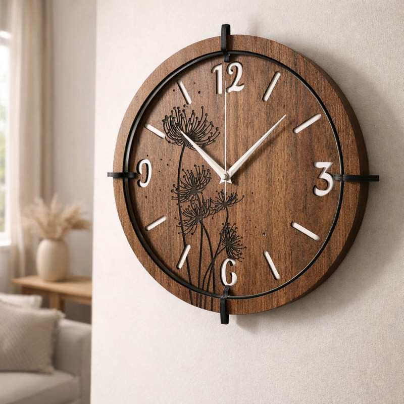 Designové hodiny s tichým quartz mechanismem a stříbrnými ručičkam