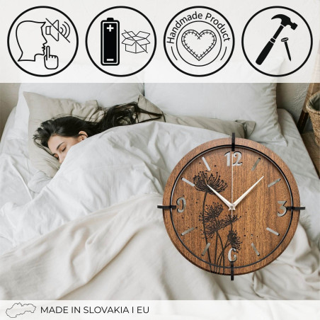 Designové hodiny s tichým quartz mechanismem a stříbrnými ručičkam