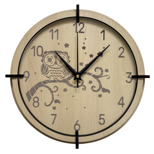Javorové hodiny sova pro děti - tiché, hravé a ideální do dětského pokoje.