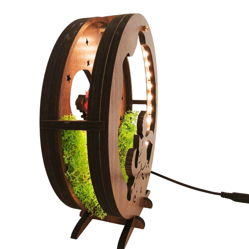 LED dekorace Malý princ s letadlem | Ořech Wenge