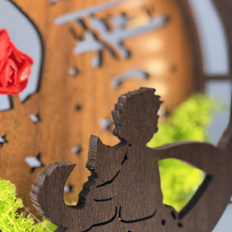 LED dekorace Malý princ s letadlem | Ořech Wenge