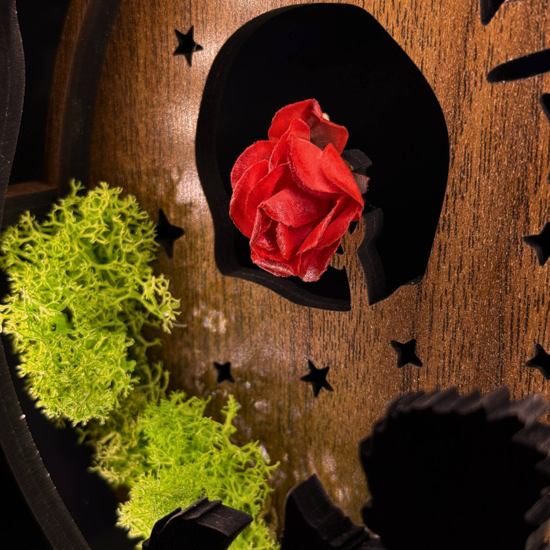 LED dekorace Malý princ s letadlem | Ořech Wenge