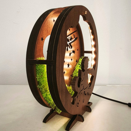 LED dekorace Malý princ s letadlem | Ořech Wenge