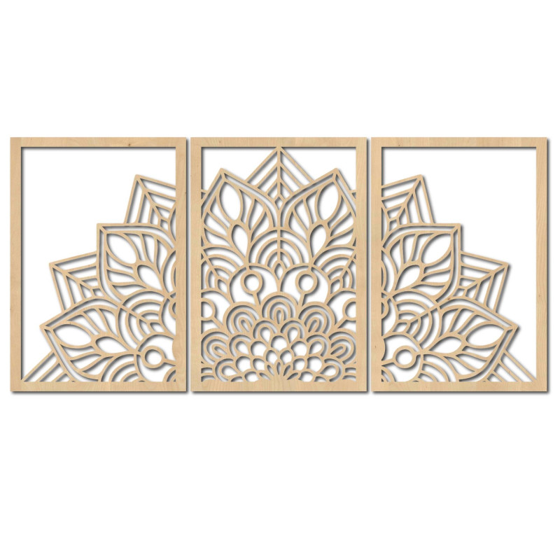 Moderní černá mandala a dřevěné hodiny: Stylová harmonie pro váš domov.