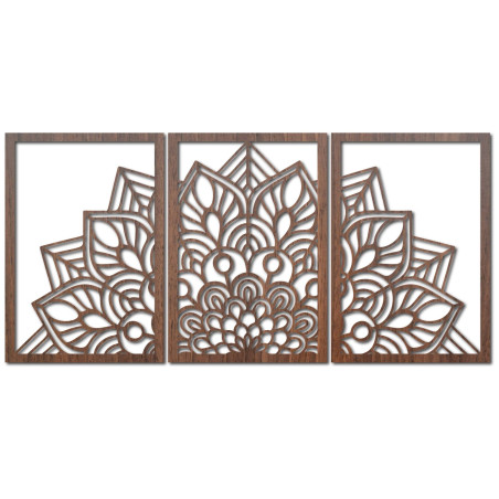 Moderní černá mandala a dřevěné hodiny: Stylová harmonie pro váš domov.