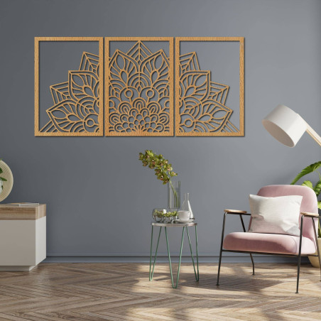 Precizně vyřezávaná mandala a hodiny. Spojení umění a přírodního materiálu.