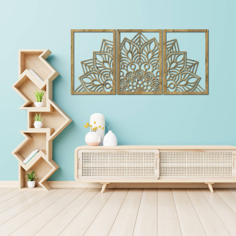 3-dílná mandala květin na zeď - FLOFER