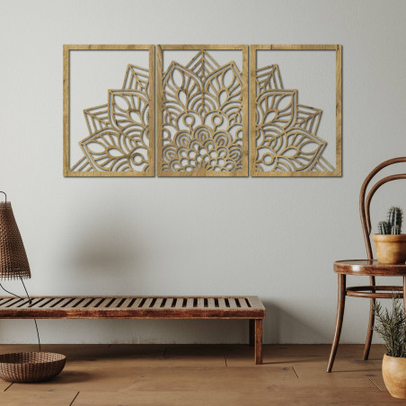 Harmonická černá mandala a dřevěné hodiny. Dokonalý doplněk do každého pokoje.