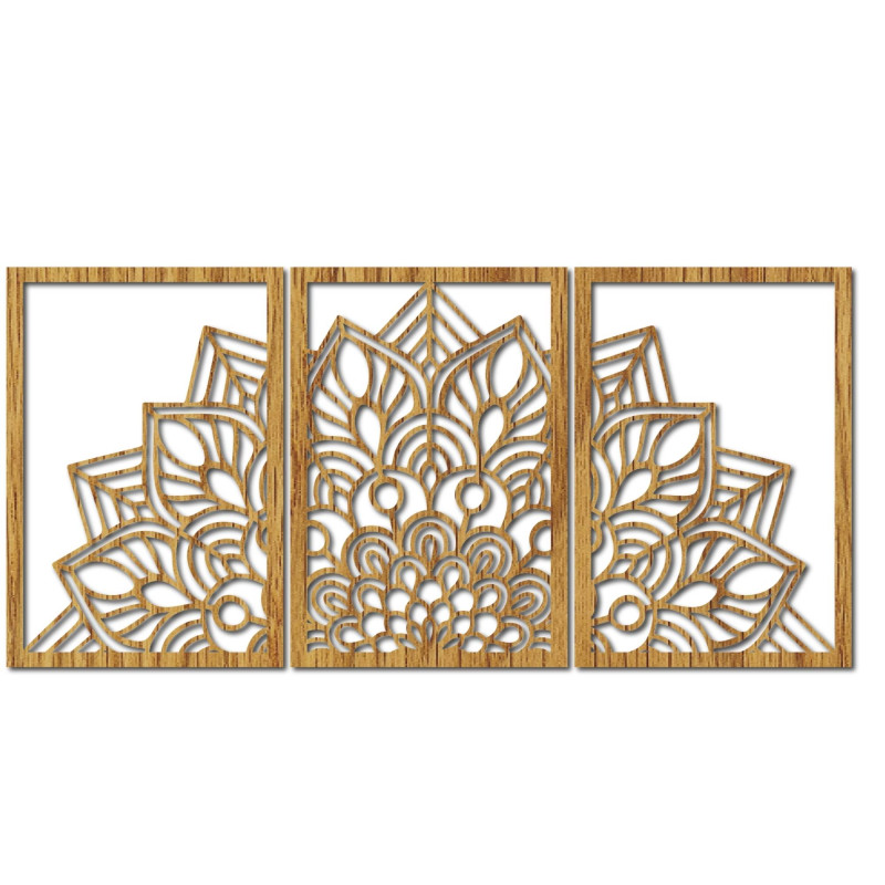 Harmonická černá mandala a dřevěné hodiny. Dokonalý doplněk do každého pokoje.