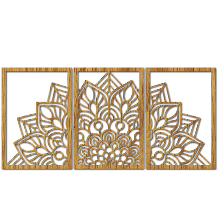 Harmonická černá mandala a dřevěné hodiny. Dokonalý doplněk do každého pokoje.