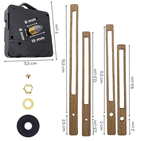 Elegantní přírodní dřevěné ručičky pro DIY hodiny a dekorativní projekty.