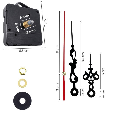 Elegantní černé hliníkové ručičky vhodné pro moderní a industriální hodiny.