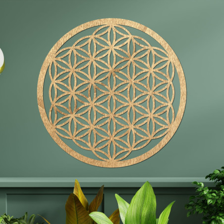 Dřevěná nástěnná dekorace Květ života posvátná geometrie mandala | FOGO