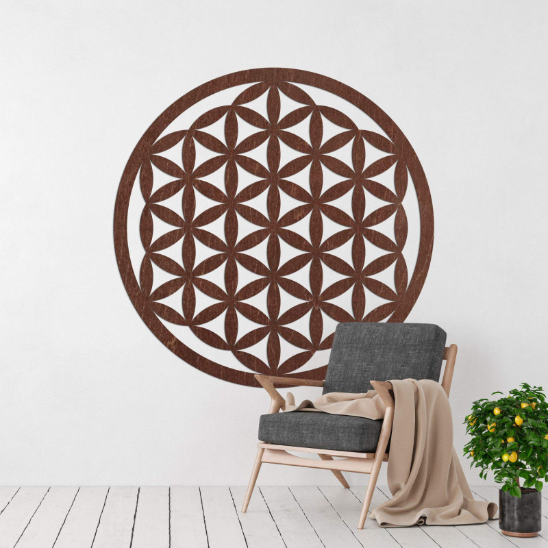 Elegantní vyřezávaná dřevěná mandala dřeví na...